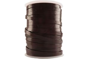 Esnado Cordon en cuir plat de 7 x 1,5 mm, marron, 5 mètres