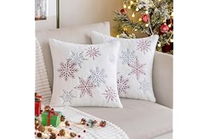 MIULEE 2er Set Weihnachten Weihnachtskissen Kissenbezüge Schnee Dekokissen Fellkissen Weich und Kuschelig Kissenhülle Kissenbezug Sofakissen Zierkissen Kuschelkissen für Wohnzimmer 40x40cm,Weinrot