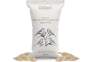 GiDeli Sonnenblumenkerne Geschält 25kg - Vogelfutter für Garten­vögel & Wildvögel - Wildvogelfutter 4 ganzjährig - Wertvolles Streufutter Energiespender ohne Schale - Sommer und Winter