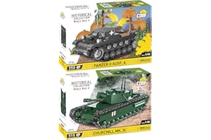 BRICKCOMPLETE COBI Lot de 2 Churchill MK.IV et 2718 Panzer II AUSF. A