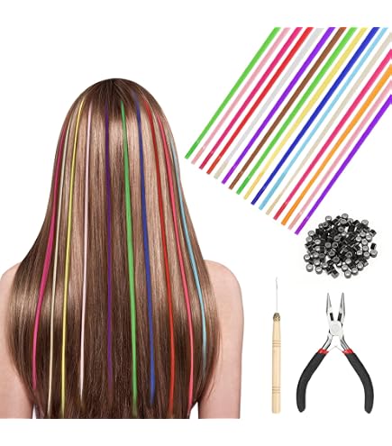 Extensions Cheveux à Paillettes – 4000 Mèches 94 Cm, 20 Couleurs + Kit Pose Pour Fête Et Cosplay