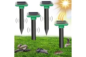 HARIKIKI Ahuyentador de Ratones Topos Palomas, Repelente Impermeable de Trampas para Ratas Ultrasónico Solar, Anti Ratas, jabalies y Serpientes para Jardin y Cámping (4 Piezas)