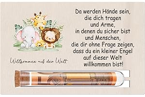 Otuuz Geldgeschenk Verpackung zur Geburt Baby Willkommenskarte für Mädchen & Jungen Neugeborene Taufgeschenke mit Reagenzglas Glückwunschkarte zur Babyparty & Geburtstagsfeier(Dschungel-Tiere)