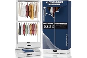 Kiseely Wäschetrockner, 150cm Tragbarer Faltbarer Wäschetrockner mit Timer, leicht zu transportierender Wäschetrockenschrank mit großer Kapazität für Zuhause | Wohnungen | Wohnmobil (Blau L1)