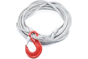 Alfa Logistik Cave Acciaio 12mm Diametro 20m Lunghezza con Gancio e 2 Passanti - Cavi Acciaio con Passanti - Fune Acciaio con Gancio e Passanti - Fune Metallica con Occhielli - Cavo Forestale