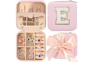 ASHYLE Schmuckkästchen, Travel Schmuckkästchen Mädchen klein, Buchstabe Schmuckaufbewahrung Jewelry Organizer, Mini Reise Schmuck Box, Geburtstag Frauen Geschenk