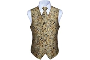 Enlision Chaleco y corbata floral jacquard paisley para hombre y traje de chaleco cuadrado