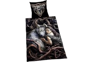 Herding ANNE STOKES Bedding Set, Reversible Motif, Duvet Cover 135 x 200 cm, Pillow Case 80 x 80 cm, Cotton/Renforcé