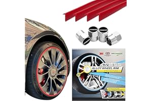 4TRESS Ultra Alloy Wheel Protectors (Red) Rim Protectors for Wheels - Car Rim Protectors for Alloy Wheels by Rimblades with 4Tress 4Pcs Wheel Chrome Dust Caps