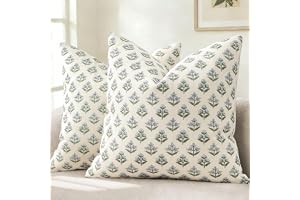 YCOLL Kuddfodral modern vintage botanisk design 50 x 50 set med 2 blommor kuddfodral soffa dekorativa kuddar för soffa säng h
