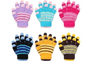 TAGVO 6 Paia Guanti Magici Invernali per Bambini, Knit Gloves a Due Strati Ragazzi Ragazze, per Abbigliamento Quotidiano Invernale, Colorati per Ragazzi Ragazze di Età Compresa Tra 1 e 3 Anni