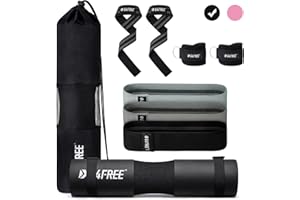 G4Free 9Pcs Barbell Pad Set for Squat, Hip Thrusts, Lunges, Leg day, Standard Olympic Bars with 2 Gym Ankle Safety Straps, 3 Hip Resistance Bands, 2 Lifting Strap, Barbell Pad, and Carry Bag