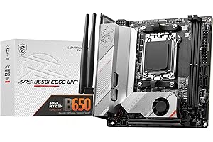 MSI MPG B650I Edge WiFi Carte mère, Mini-ITX - pour Processeurs AMD Ryzen 8000 & 7000, AM5 - VRM 8 Phases directes, SPS 80 A, DDR5 Memory Boost 6600+ MHz/OC, 1 x PCIe 4.0 x16, 2 x M.2 Gen4, Wi-FI 6E