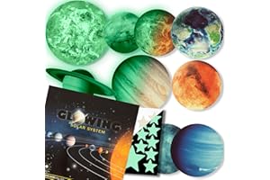 LIDERSTAR Glow in The Dark Stars and Planets, Bright Solar System Wall Stickers - Glowing Ceiling Decals for Kids Bedroom or Any Room, Shining Space Decoration,Birthday Gift for Boys and Girls