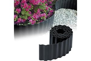 GARDENIX Bordo per Aiuola Ondulato Bordo per Prato Bordo per Aiuola in Plastica Lunghezza 9 m, Altezza 15 cm, Colore Antracite