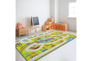 Booooom Jackson Tappeto per Macchinine e Trenino con Alfabeto ABC per Giocare e Imparare, Tappeto Stradale e Ferroviaria Bambini Antiscivolo