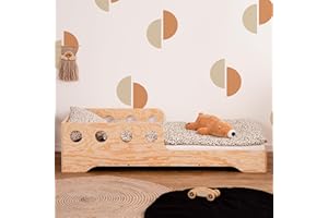 smartwood Cama Montessori 70x160 con Barrera | Madera | Cama Infantil TILA 6C con Somier para Niños & Niñas | Partir de 3 Años