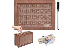 Y.A. LOTUS Wooden Money Saving Box £10000, Cash Vault Wooden Savings Box,Piggy Bank for Box with Numbers Reusable Saving Box