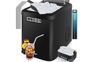 ‎KESSER KESSER® Eiswürfelbereiter | Eiswürfelmaschine Edelstahl | Ice Maker | 12 in 24h | Zubereitung in 7 min | 2,2 Liter Wassertank | 2 Eiswürfel-Größen | LED-Display | Selbstreinigungsfunktion mit Zubehör