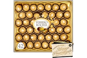 CIA&CO Caja de 42 Bombones Ferrero Rocher 525 g · Edición Especial Cía&Co con Tarjeta Personalizable · Bombones Gourmet de Chocolate y Avellanas · Regalo Premium para Empresa, Pareja o Familia esta Navidad