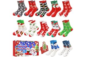 Aitsite 12 par skarpet bożonarodzeniowych dla kobiet i mężczyzn, przytulne skarpetki, interesujące skarpety bożonarodzeniowe, bawełniane, ciepłe, do łóżka, kalendarz adwentowy 2024, damskie skarpety,