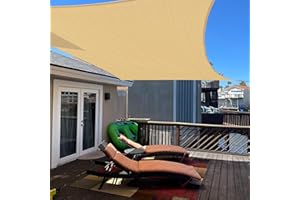 Cool Area Toldo Vela de Sombra Transpirable Rectangular 3x4m HDPE Protección Rayos UV Toldos para Patio Exterior Jardín Terraza-Arena