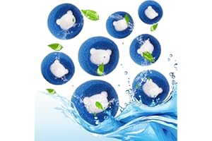 QEERINER Tierhaarentferner Waschmaschine, 8er-Packtierhaare Waschmaschine, Wiederverwendbare Fusselbälle Waschmaschine, Flusenfilter zum Entfernen von Tierhaaren, Hundehaaren, Flusen, Katzenhaaren. (Blau)