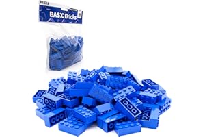BRICK FLIP Lego Lot de 100 briques classiques - 2 x 4 briques - Bleu - Briques simples dans un grand paquet - Basic Bricks (3001)