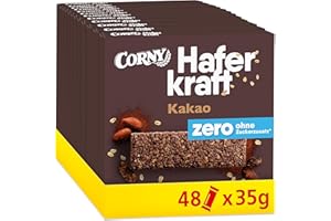 ‎CORNY Haferriegel | Corny Haferkraft | Zero | Kakao | ohne Zuckerzusatz | 125 kcal pro Riegel | vegan 48x35g