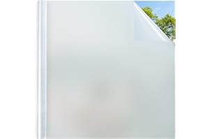 ‎DOWELL DOWELL Fensterfolie Blickdicht Sichtschutzfolie Fenster 44,5x200cm, Milchglasfolie Selbstklebend Statisch Haftend Folie, Sichtschutz Klebefolie Blickschutz UV Schutzfolie Glasfolie für Bad Badezimmer