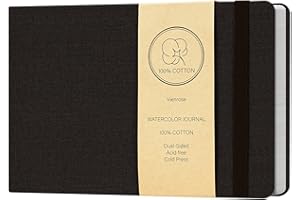 Vienrose Diarios De Acuarela, Cuadernos De Bocetos, Papel De Algodón, Prensado En Frío, Cuaderno De Acuarela Adecuado Para Técnicas Y Medios Mixtos 21×14 cm 1 Paquete Negro