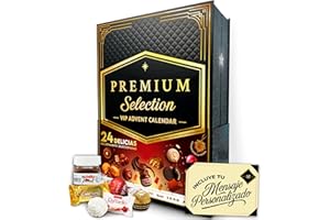 Calendario de Adviento Premium Moments 2025 · Edición Lujo XXL · 24 Delicias · Incluye Ferrero Rocher, Raffaello, Caja Roja y Chocolate Dubai + Dedicatoria Personalizable y Estrella de Navidad · 640 g