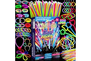 BARAKYEG 389Pezzi Braccialetti Luminosi Fluorescenti,starlight Bastoncini Luminosi Glow Stick,connettore,bracciali luminosi fluorescenti per Fluo Party,Matrimonio Compleanni,Capodanno,feste,Halloween
