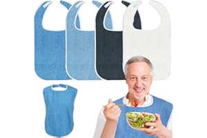 agctrler 4 Stück Lätzchen für Erwachsene Senioren Fleckenresistent mit klettverschluss, 75x45cm Waschbar Einstellbar Kleiderschutz, Latz für Senioren, Essen Latz Erwachsene Mutter Vater