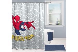JAY FRANCO Rideau de Douche Marvel Spiderman 178 x 182 cm - Décoration de Salle de Bains à Motif superhéros en Tissu