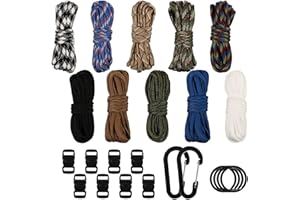 upain 10 Stück Paracord Schnur Armband 550 Paracord Schnüre DIY Parachute Cord Survival Seile mit Schlüsselring Karabinerhaken für Armbänder Schlüsselanhänger Hundehalsband Leine Outdoor-Aktivitäten