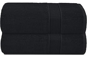GLAMBURG Baumwolle 2er-Pack übergroße Badetücher 100 x 150 cm, große Badetücher, Ultra saugfähig, kompaktes Quickdry & leichtes Handtuch — Schwarz