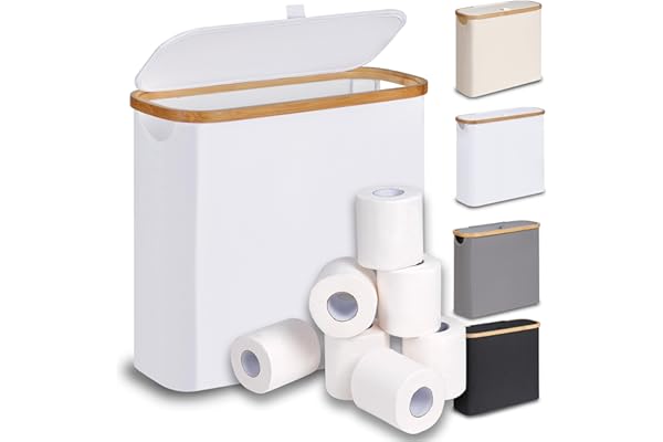 Efluky 28 ltoalettpapper förvaringskorg med lock, bambu toalettpapper arrangör badrum, perfekt för trånga utrymmen