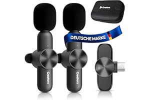 Creatorz® Kabelloses Lavalier Mikrofon für USB C Smartphone - Plug & Play Handy Mikrofon Rauschunterdrückung – Ansteckmikrofon für YouTube, TikTok, Vlog, Video 【Deutsche Marke】