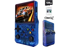 KURATIX R36S 64GB Handheld Retro Gaming Console, Built-in over 20000+ Classic Games, Linux System with 3.5" HD MIPI IPS Screen,3500mAh Portable Gaming & Entertainment Device (Blue, 128GB)