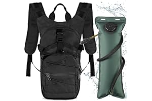 Neloheac 15L Mochila Táctica de Hidratación, Mochila Trail Running con Bolsa de Agua 3L, Packs Hidratación para Ciclismo Senderismo Moto Montaña