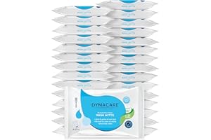 DYMACARE Fragrance-Free Wash Mitts | Rinse Free Microwaveable Adult Bed Bath Wet Wash Gloves with Aloe Vera | 30 Packs (240 Mitts in Total)