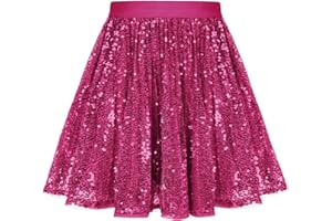 GRACE KARIN Mädchen Süß Pailletten Faltenrock Elegant A-Linie Party Prinzessin Rock mit Elastischen Taille