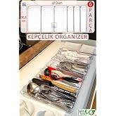 color house 6'lı Set Mod&uuml;ler Kep&ccedil;elik Kaşıklık Mutfak &Ccedil;ekmece I&ccedil;i D&uuml;zenleyici Makyaj Buzdolabı Organizer ŞEFFAF 67 x 49