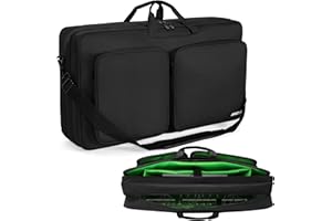 AKOZLIN Funda para controlador Pioneer DJ Lite DDJ-SB3/DDJ-SB2/DDJ-400/DDJ-RB DJ Controller Organizer, DJ, bolsa de viaje, DJ, con correa para el hombro, Exterior Negro, Interior Verde, DDJ SX