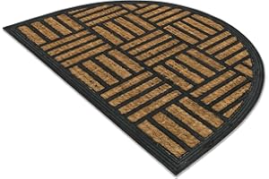 Comart - Zerbino Capitol - 40x60 cm - Zerbino in Cocco con Disegni in Gomma - Tappeto per Ingresso Esterno e Interno - Fondo Antiscivolo Gommato - Facile da Pulire - Mezzaluna - Design Geometrico