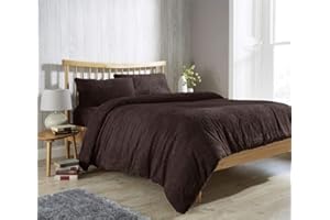 COSYSLEEP Teddy Bear Fur Sherpa Fleece Duvet Cover & Pillowcase/s Bedding Bed Linen Set By CosyWinks® Super King, Chocolate