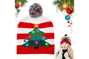 Qunkun Cappello di Natale lavorato a maglia con luce LED, cappello di Natale per adulti, cappello a LED, cappello di Natale Luminous Christmas ha per feste di Natale per donne e uomini e bambini