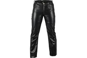 MDM Agneau Pantalon en Cuir de Jeans Style Motard Occidental (38)