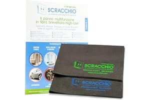 Scracchio L'Originale, il Panno Magico in Microfibra Brevettata con Durata +5 anni che pulisce Solo con Acqua. Panno multiuso, pulisci dai Vetri all'Acciaio con Zero Aloni, risultato Garantito. (2pz)